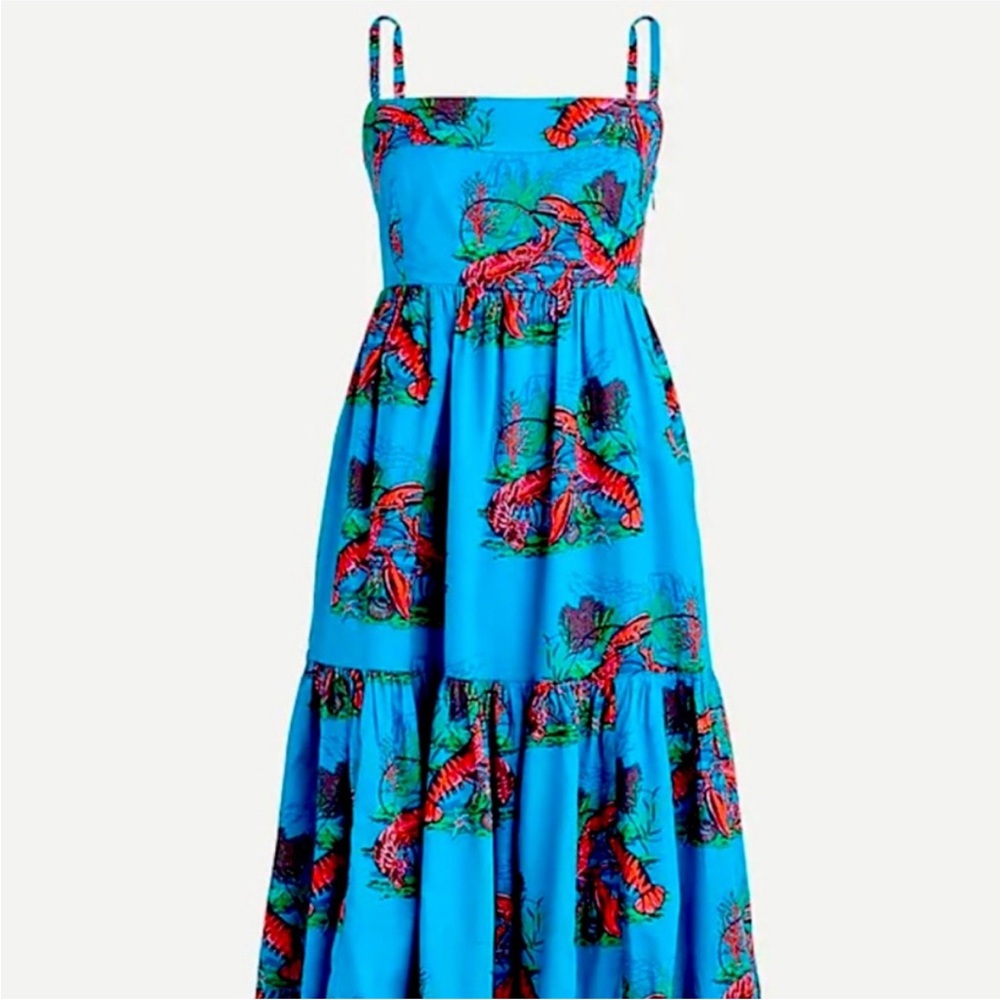 J. Crew Lobster Teal Smocked Dress 6